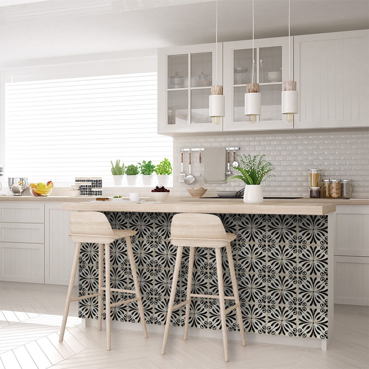 Peel Snd Stick Tile Stickers 24 Unit Pack Floral Design For Backsplash