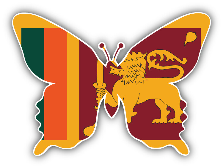 Sri Lanka Flag Butterfly Car Bumper Sticker Decal