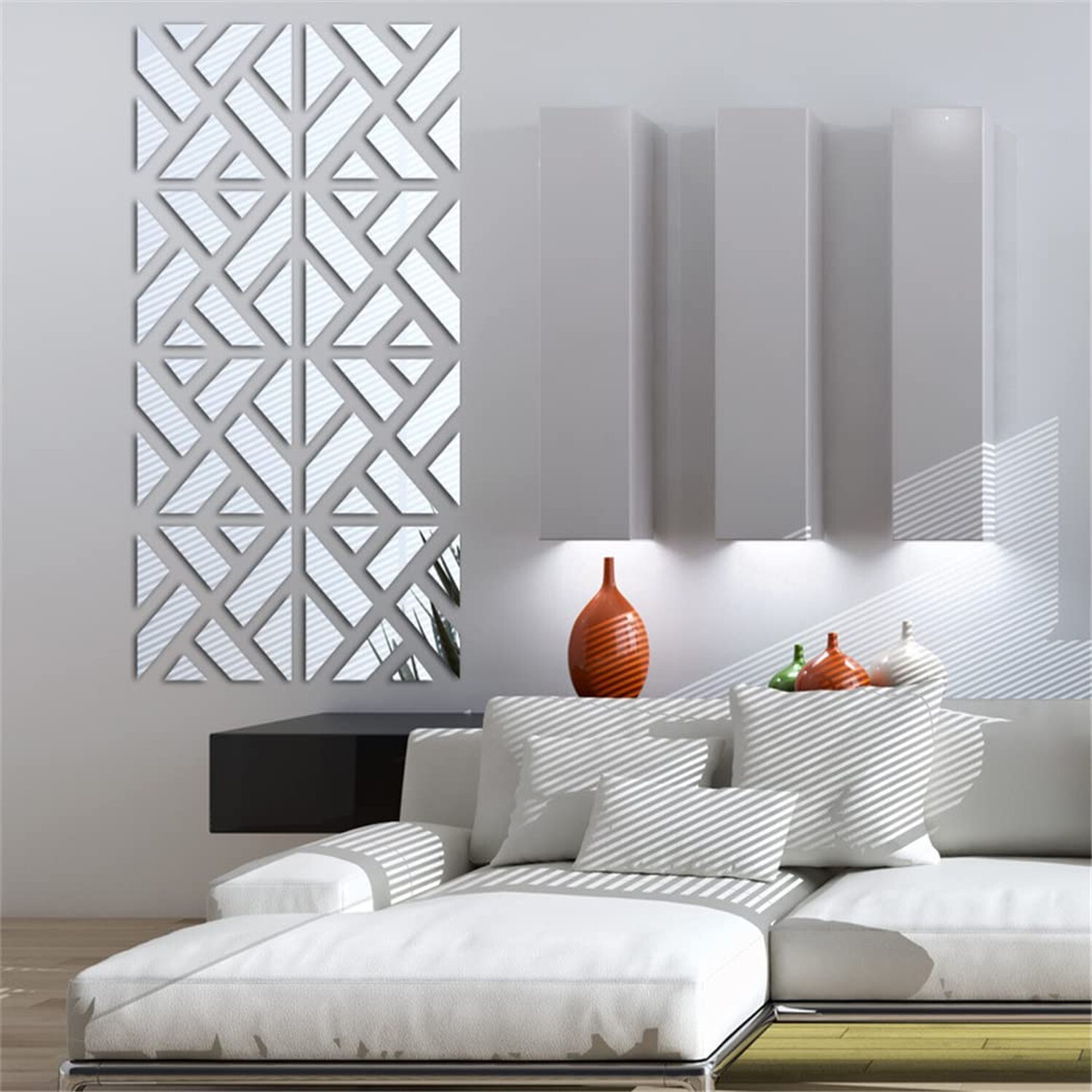 3D Mirror Wall Stickers, 4 Pcs Acrylic Crystal Art Wall Decal, Self Adhesive …