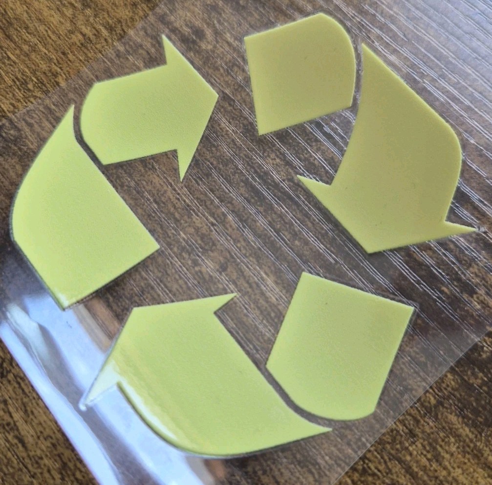 Recycle UV DTF Raised Decal- Reuse Renew Symbol Trash Work Bin Can Window