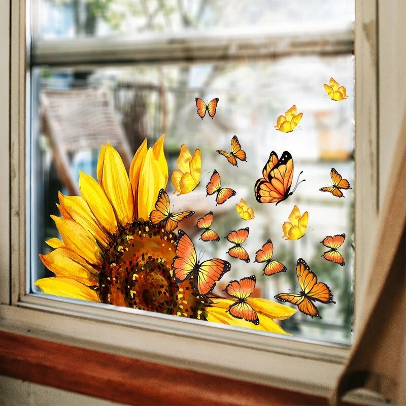 Wall Sticker Butterfly Flower Decal Vinyl Art Bedroom Kitchen Window Home Decor