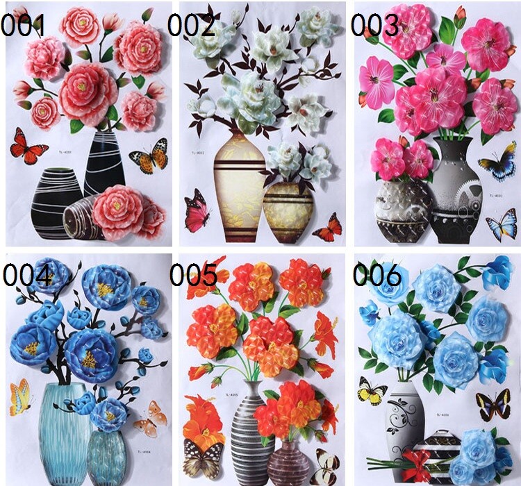 3D Flower PVC Sticker Self Adhesive Mural Home Room Furniture Wall Decal Picture