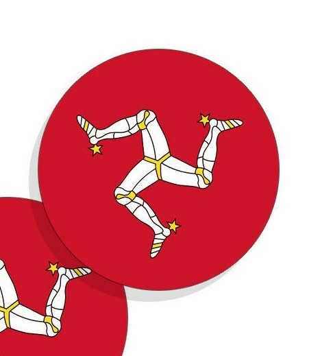 Isle of Man Flag Stickers Flag Decals Vinyl Round Indoor Outdoor Circles 4 pack