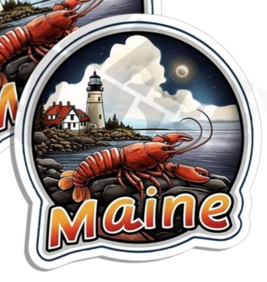 Maine sticker vinyl decal Light house lobster state outline novelty laptop 2PACK