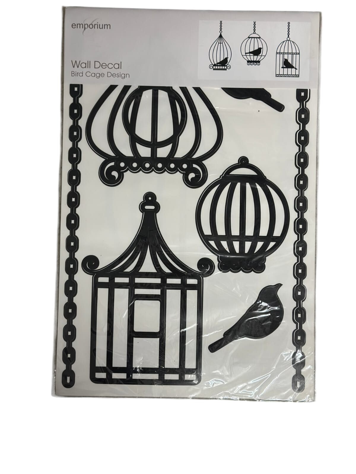 Bird Cage Wall Decal Set – 2 Large, 3 Medium, 1 Small with Birds & Chains
