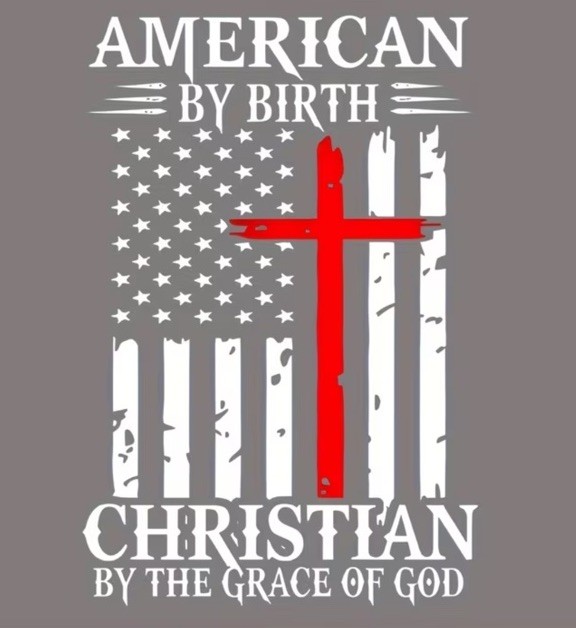 American By Birth Christian By GOD Iron On Transfer For T-Shirt & Other Fabrics