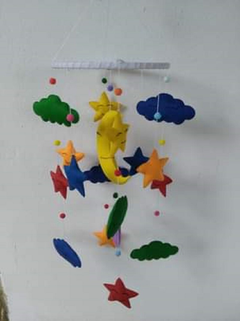 HANDMADE FELT MACRAME BABY COT MOBILE WALL HANGING BABY ROOM Nursery 3D Decorr
