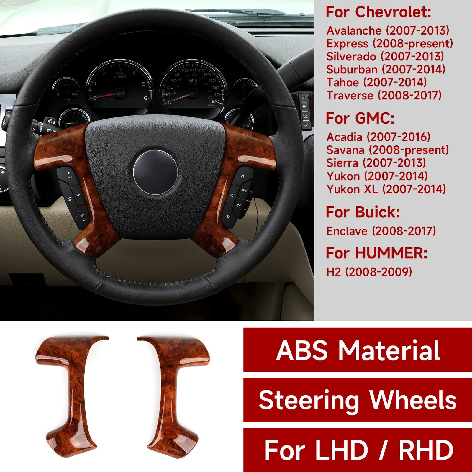 Wood Grain Car Trim Cover Sticker for Chevrolet, GMC, Buick, Hummer Accessories