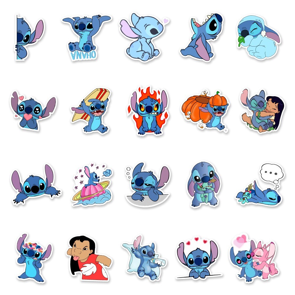 50 Pcs Stickers Lilo Stitch Cartoon Skateboard Car Laptop Bottle Bomb Graffiti