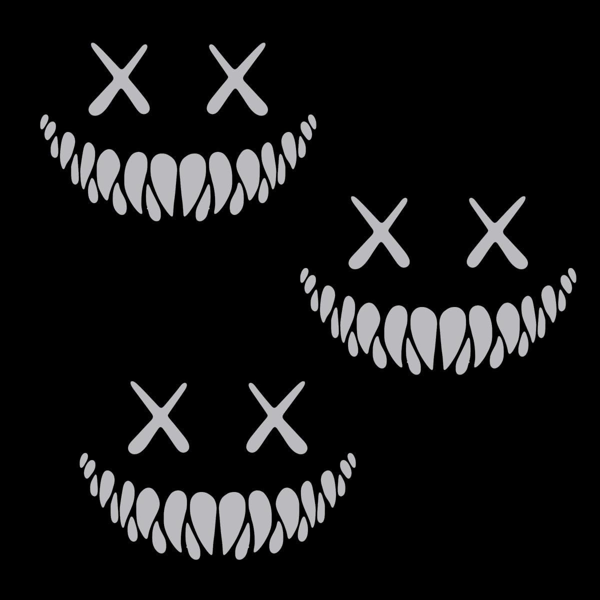 Creepy Smile Face Horror Monster Grin Halloween 3-Pack Vinyl Decal 5"x8"