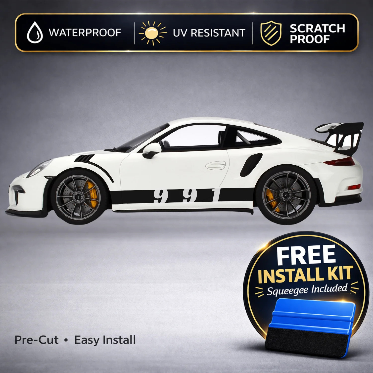 Compatible With Porsche 911 Rocker Stripe Decals with 991 Chassis Number – Full