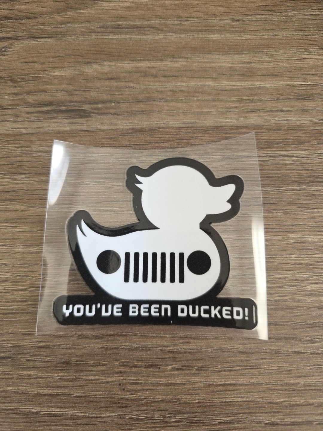 Solid Rubber Duckie You've Been Ducked Multi Color UV DTF Decal Waterproof Jp