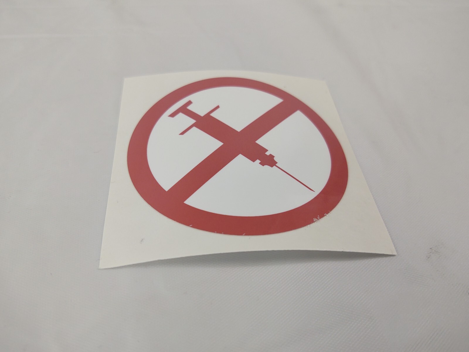 No Syringe Needles Round Trash Can Receptacle Stickers 12 Individual Stickers