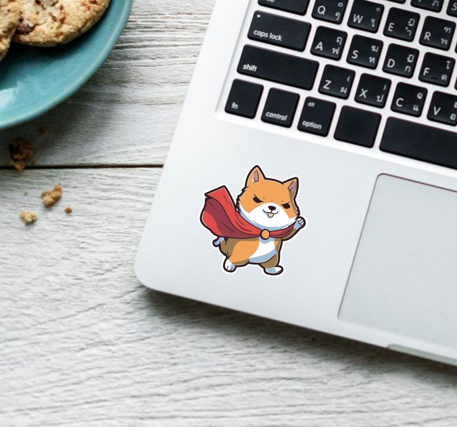 Shiba Inu Dog Superhero Sticker, Am hero, so power, very save Meme Sticker