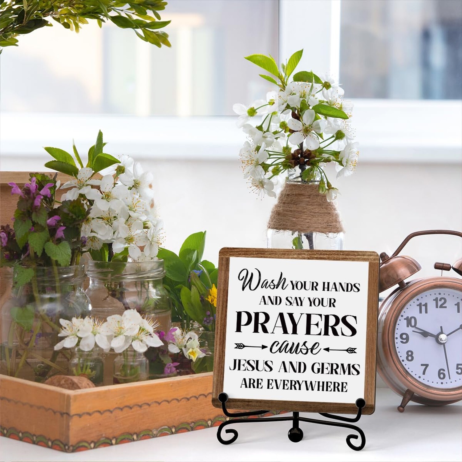 Funny Bathroom Sign – Wash Your Hands and Say Your Prayers Wooden Plaque With…