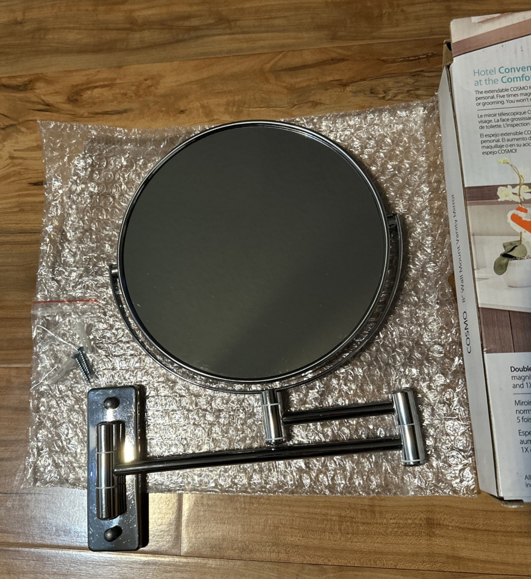Better Living Products Cosmo 8" Wall Mount Mirror with Folding Arm, Chrome