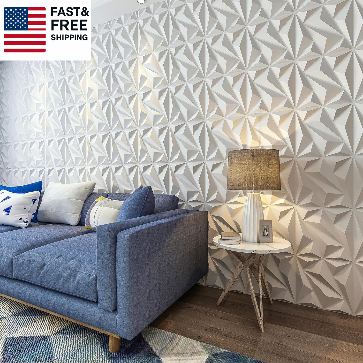 33 Pack 3D Wall Panel Diamond for Interior Wall Décor, PVC Flower Textured Wall
