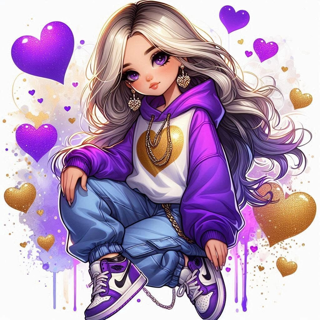 Purple and Yellow pretty girl Sticker Decal Laptop Wall Mirror Cup Tumblr Locker