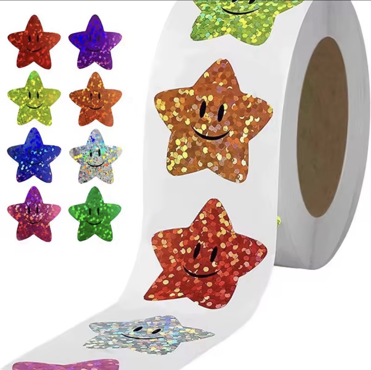 25 Assorted Smiley Star Envelope Seals Labels / Scrapbook Stickers – 1” Diameter