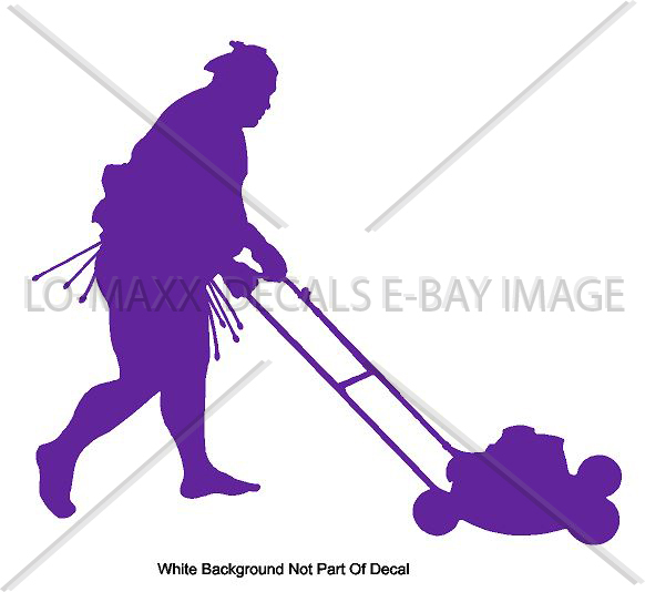Sumo Wrestler Cutting Grass Lawn Maintenance Weekend Warrior Die Cut Vinyl Decal