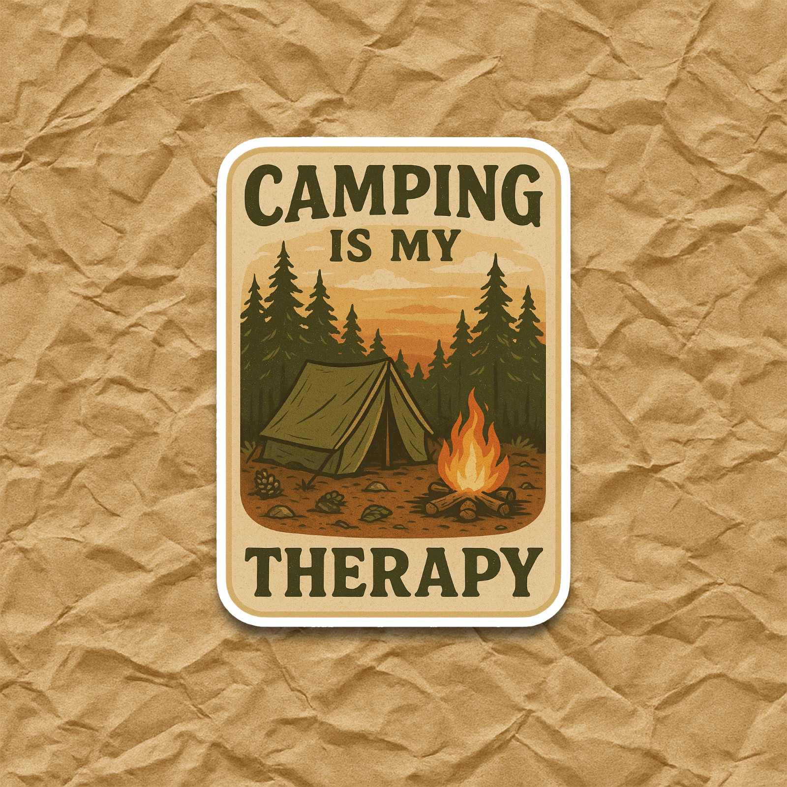 Camping Sticker 3.5 inch – Vinyl Decal for Laptop Water Bottle for the outdoors