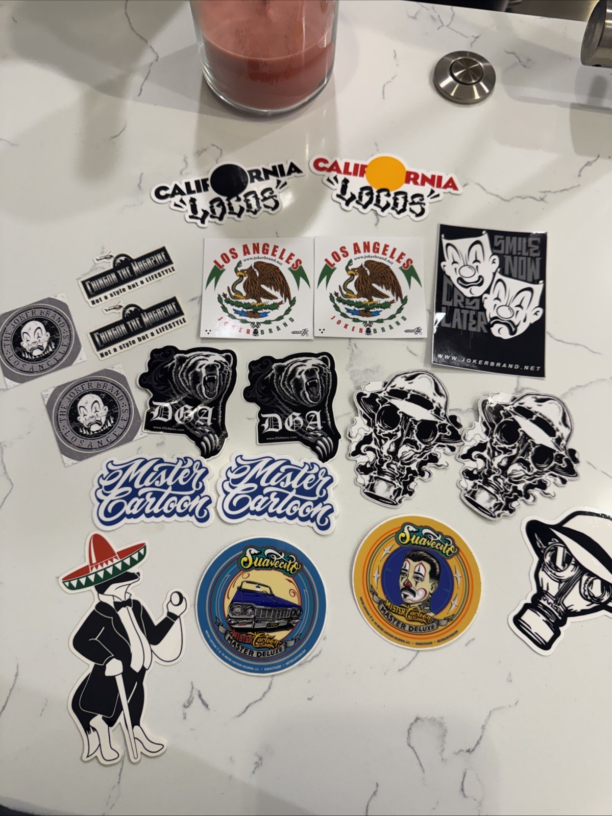 Chicano Decals, Assorted/ Joker, Psycho Realm, Mister Cartoon, DGA, Cali Locos