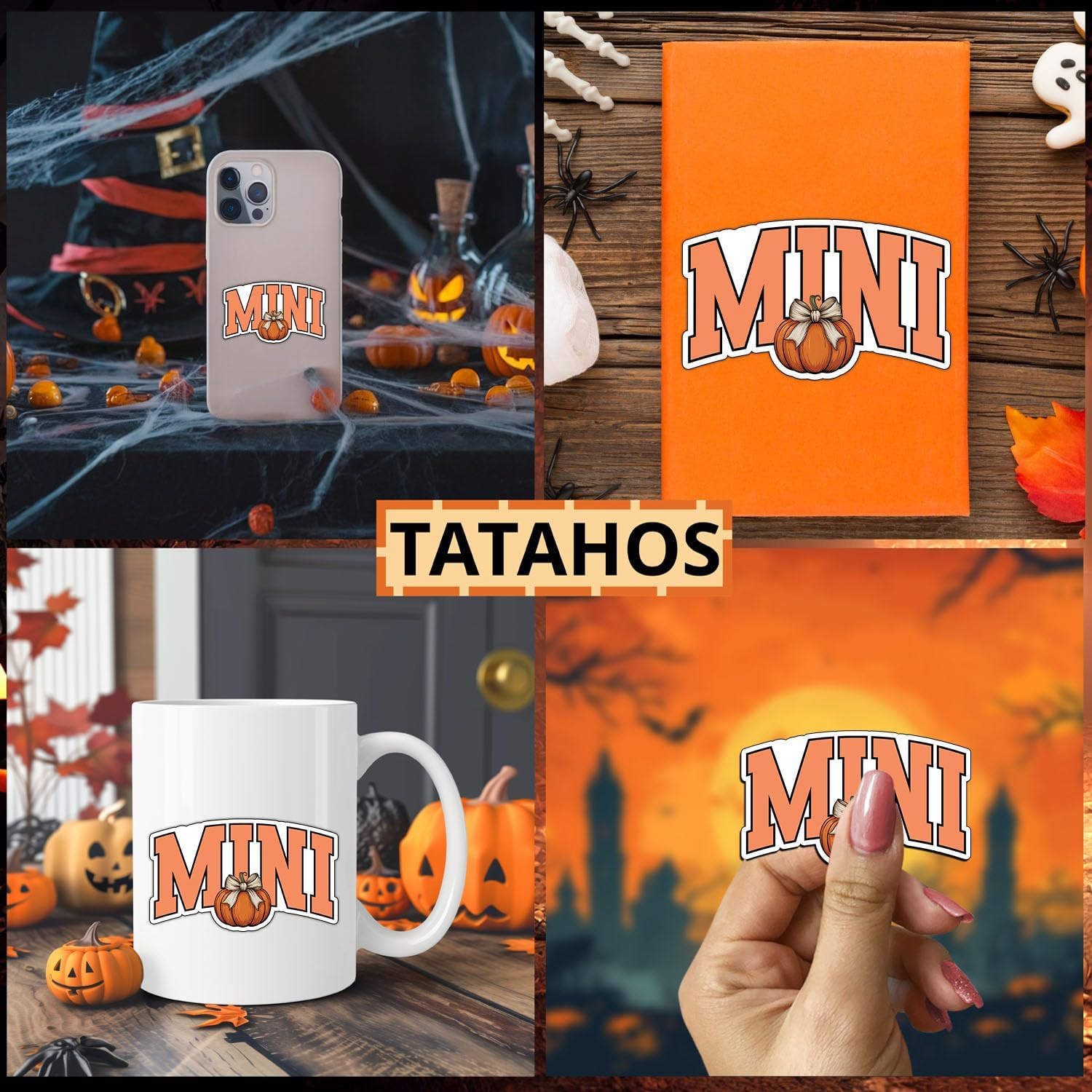 3Pcs Mini Pumpkin Stickers Halloween Quote Waterproof Vinyl Decals 3X1.5