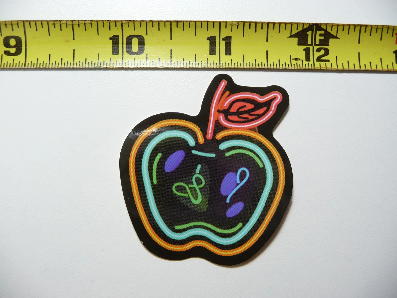 APPLE WORM SMALL STICKER DECAL NEON STYLE FUN COLORFUL DECO FUNNY