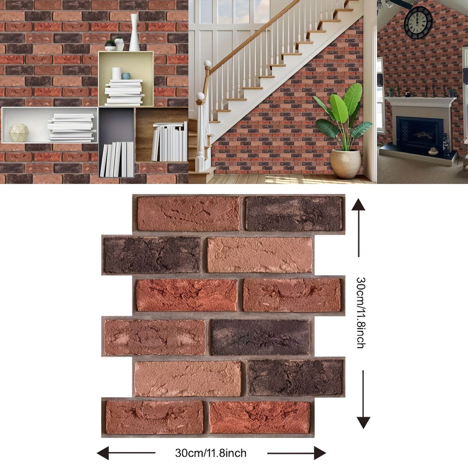 10-100Pcs 3D Tile Red Brick Wall Sticker Self-adhesive Foam Panel Wallpaper