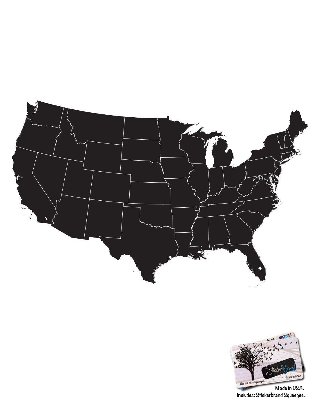 USA Map with State Borderline Office Wall Decal by Stickerbrand #6030