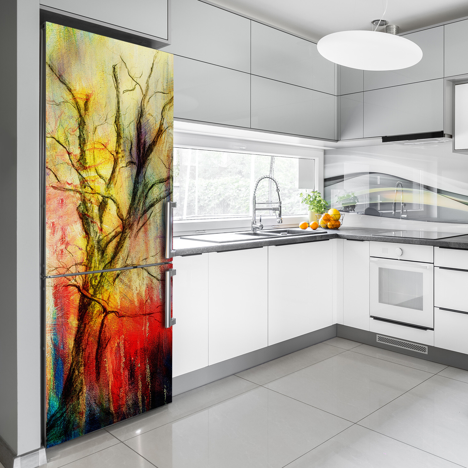 Removable Home Refrigerator Wall Sticker Magnet Decor Modern Abstract tree