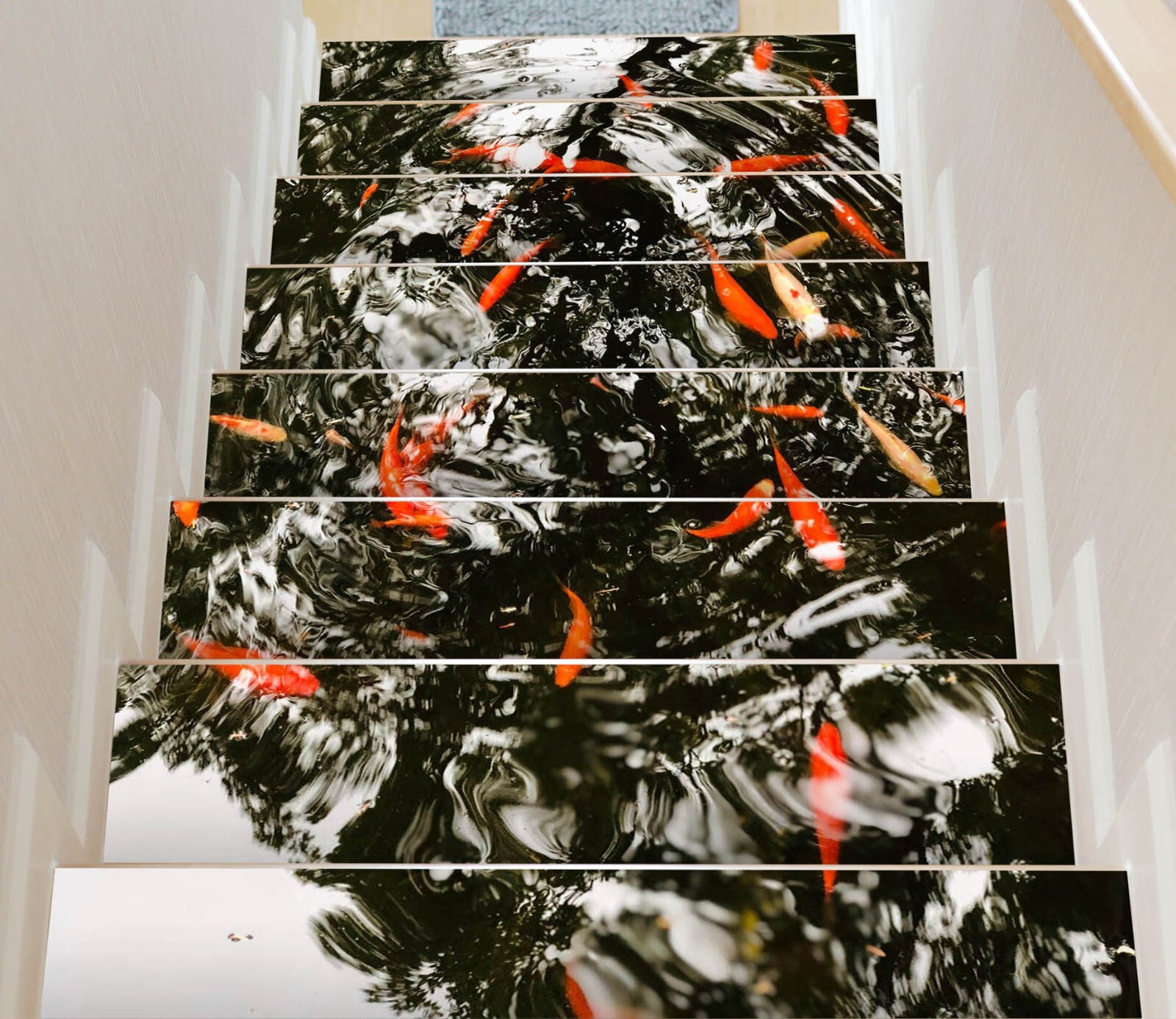 3D Animal Cute Koi W36 Stairs Risers Decoration Photo Mural Vinyl Wallpaper Vera