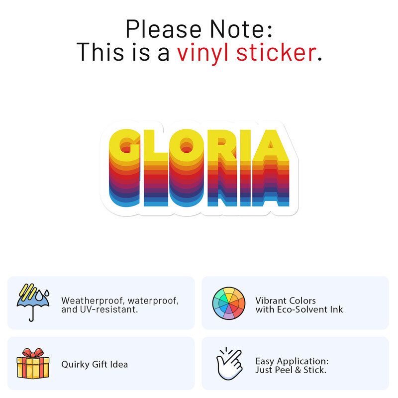Rainbow Gloria Name – Car Bumper Sticker Vinyl Art Decal