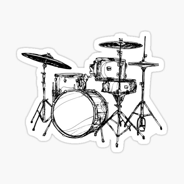 Drummer Drum Set Sketch Musical Instruments Percussion Vinyl Decal Sticker