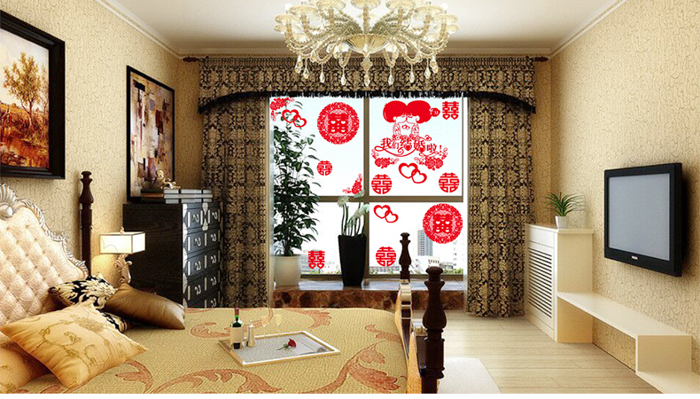 Chinese Wedding Double Happiness Static Party Wall Window Sticker US SELLER