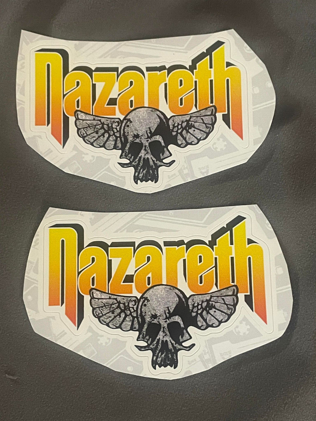Lot (2) NAZARETH 1 3/4" x 3 1/8" Band Logo STICKERS Love Hurts FAST! FREE SHIP!
