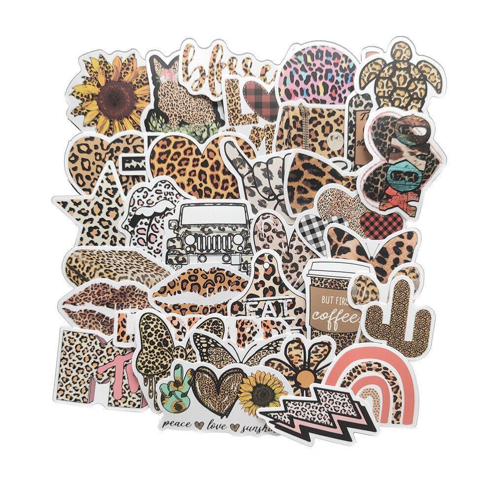 LEOPARD Tiger PRINT Stickers~Animal LIPS Hearts FLOWERS+ Vinyl Laptop Decals