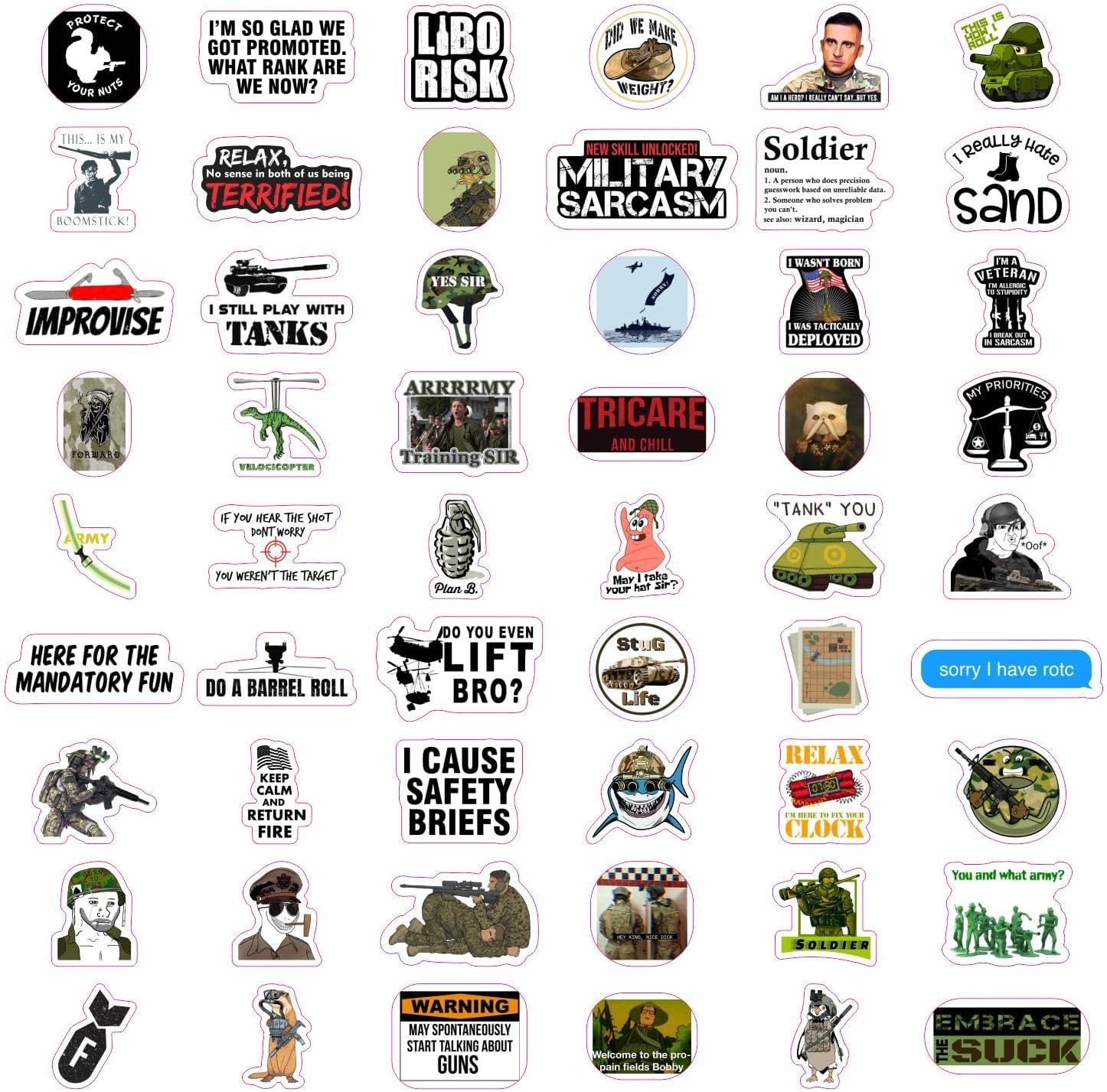 100Pcs Funny Army Stickers and Decals — Small Vinyl Military Stickers and Dec…