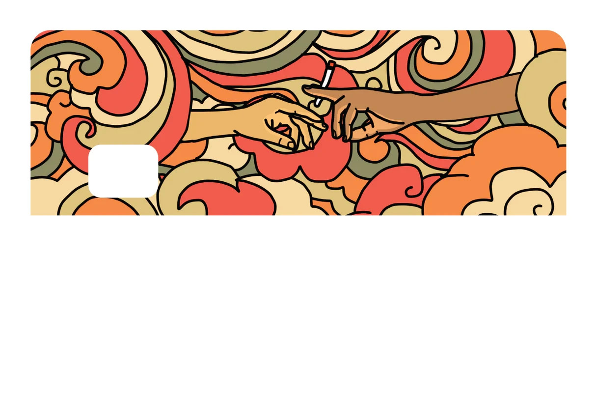 Retro Hands Passing Decal 4 Pack Abstract Art Psychedelic Swirls Card Skin