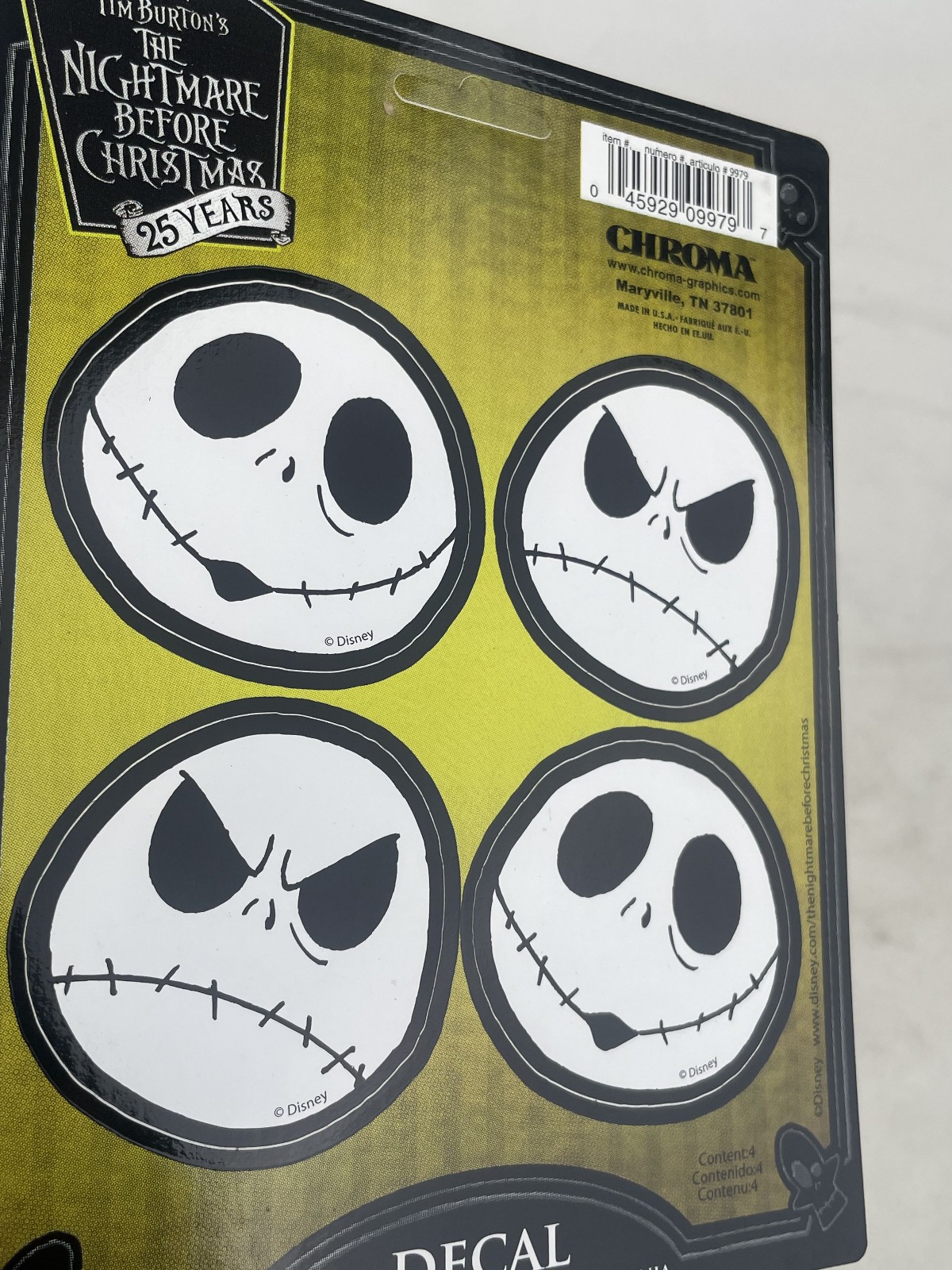 Licensed Disney NBC Jack Skellington Decal Sticker Auto Home Office Luggage 2pc