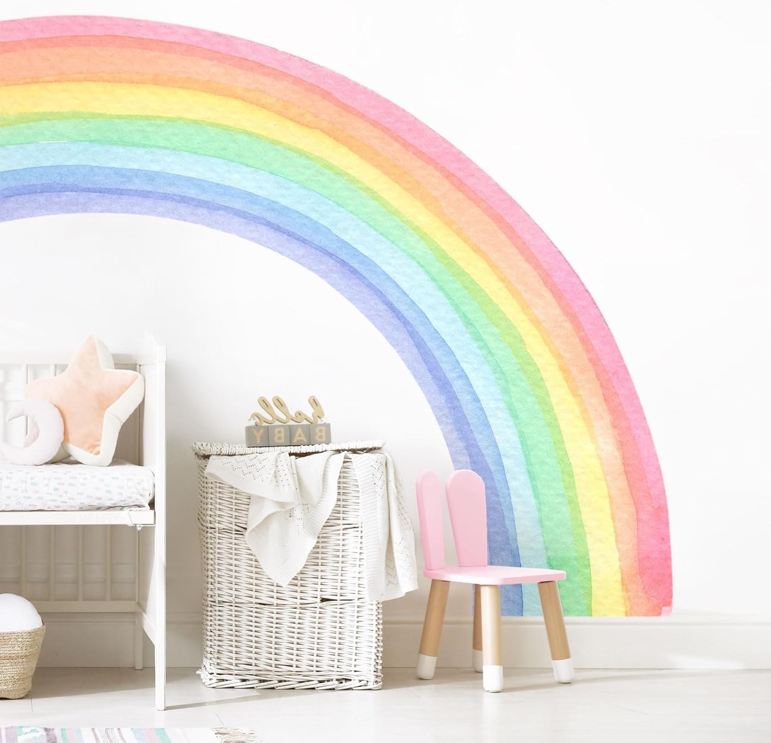 55"x63" Large Rainbow Wall Stickers, Mural Watercolor Half Rainbow Wall Decal…