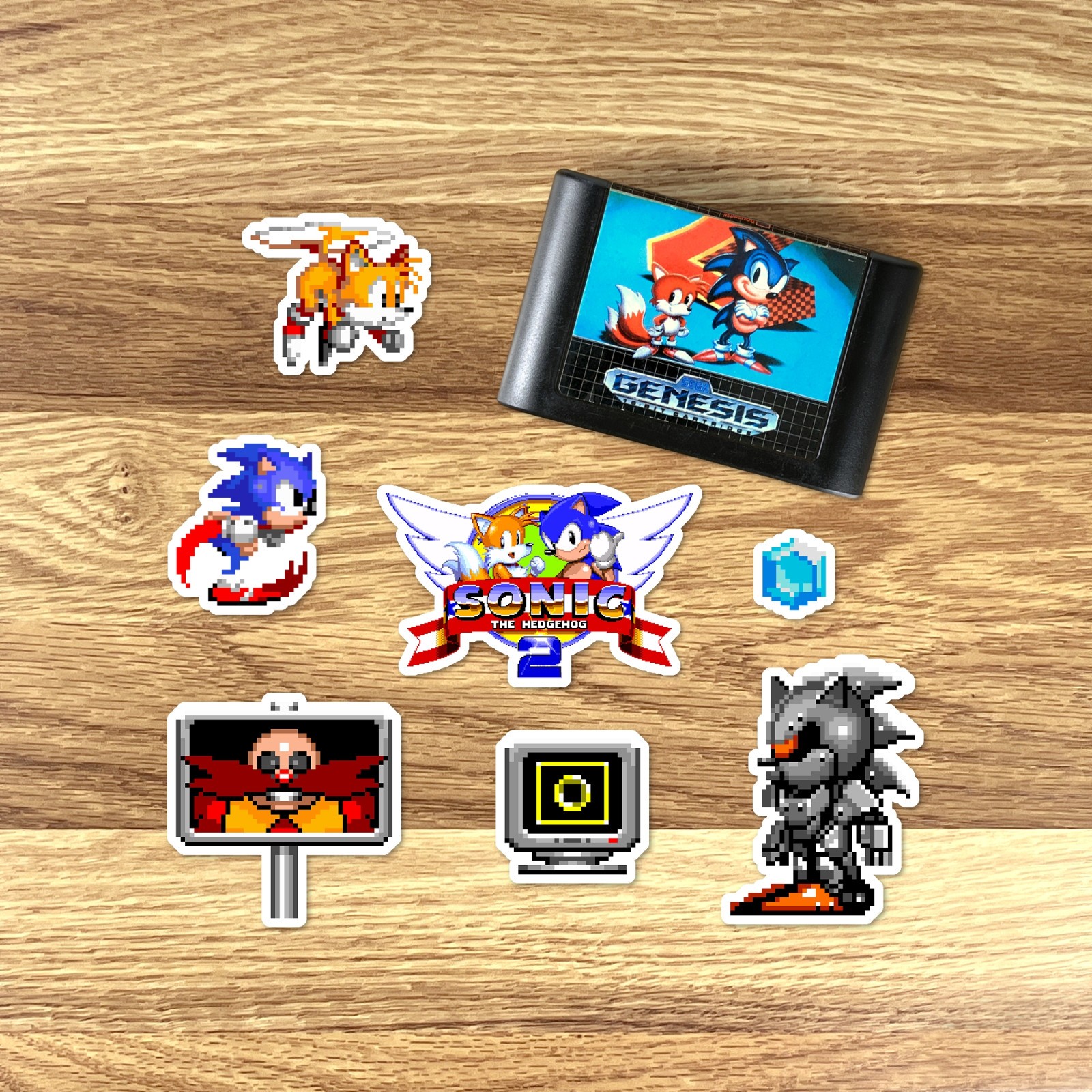 Sonic the Hedgehog 2 Stickers Sega Genesis Pixel Art 60 Sticker Pack