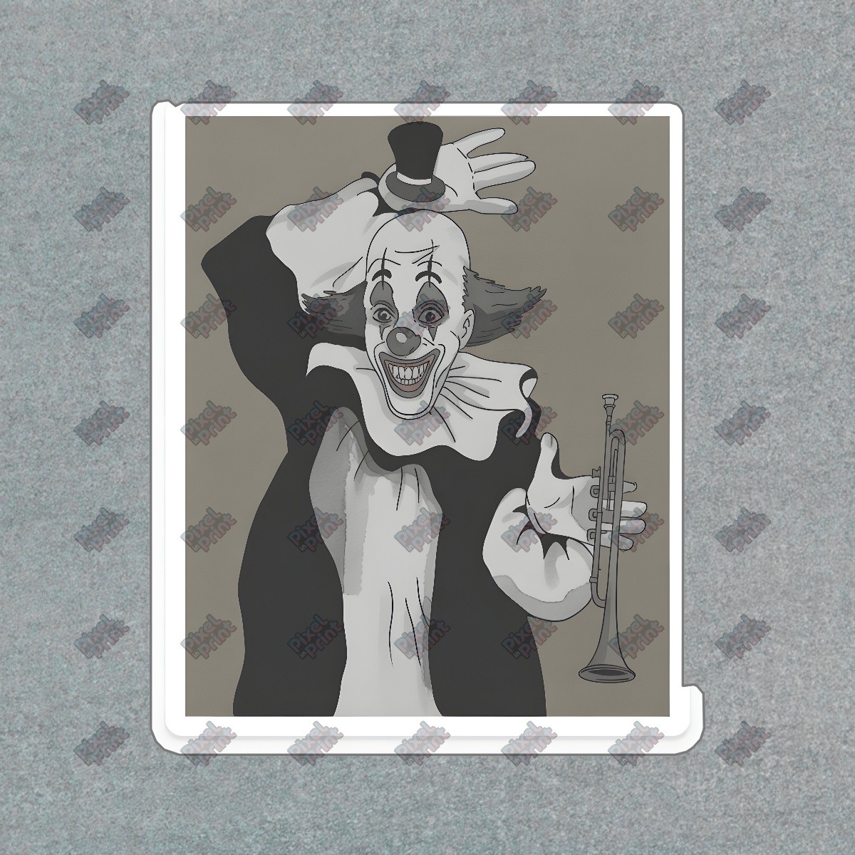Creepy Clown Art Print Horror Decor Sinister Clown with Trumpet #8713