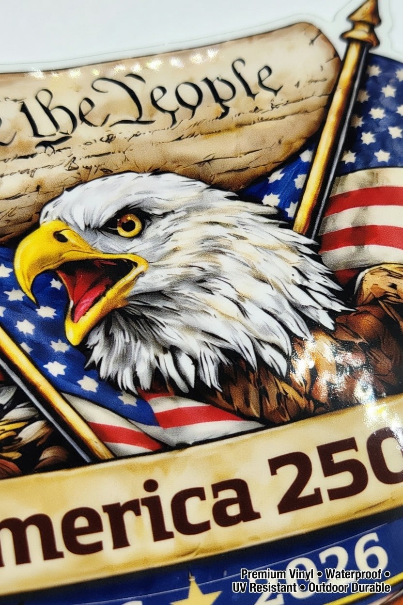 America 250 Adhesive Sticker | 1776–2026 Patriotic Decal | America’s 250 Years