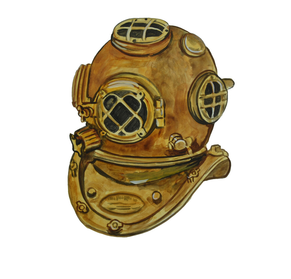 Vintage Ocean Navy Diver Helmet Decal Sticker -Car Truck RV Cup Boat Cell Tablet