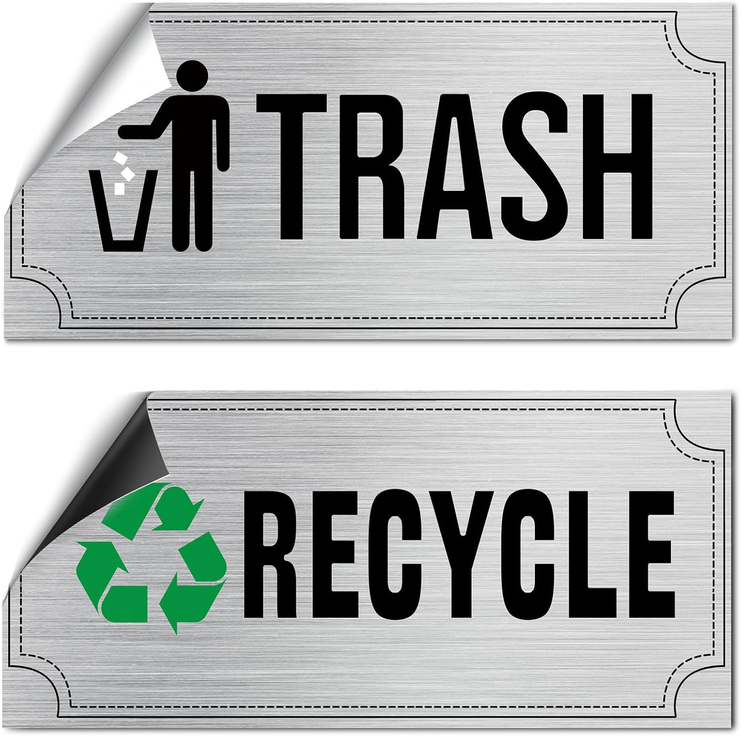 Waterproof Trash and Recycle Stickers – 8 Pack for Home and Office Use