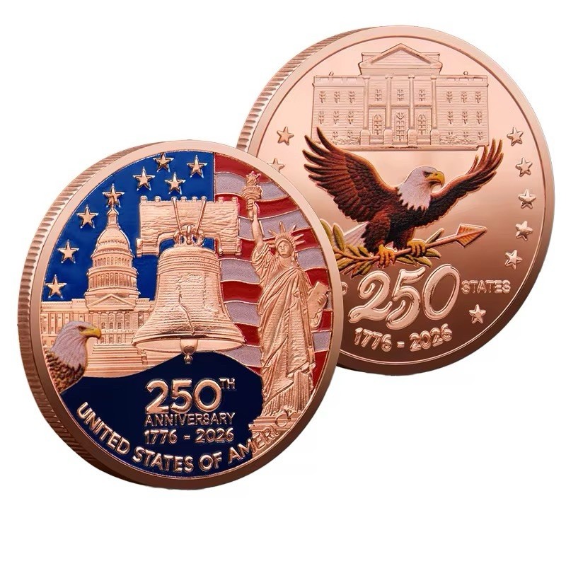 Rose & Copper USA 250th Anniversary Coin Eagle Liberty Bell Capitol 1776-2026