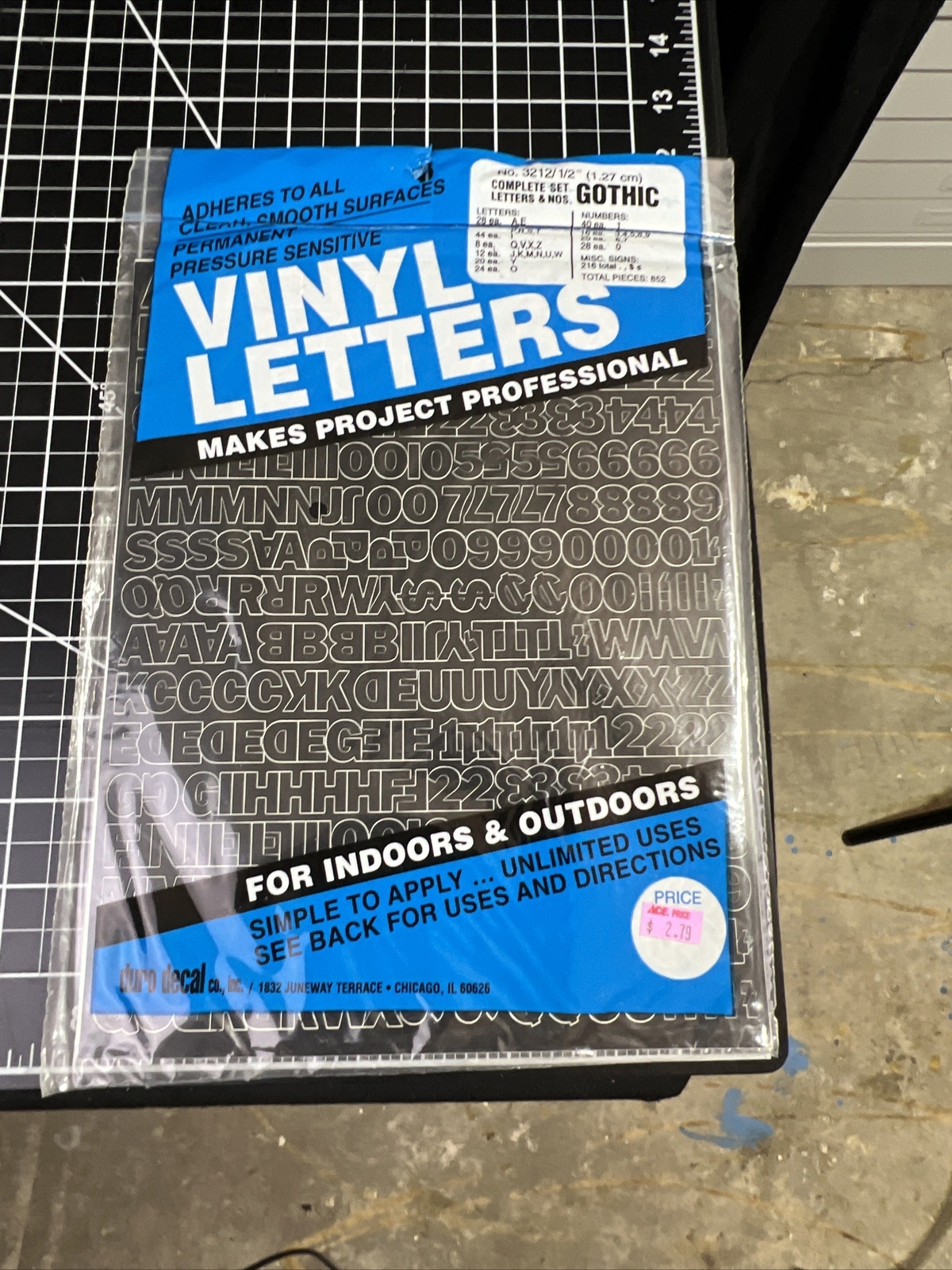 GOTHIC BLACK Adhesive Vinyl Letters & Numbers 1/2" INDOORS OUTDOORS SEALED