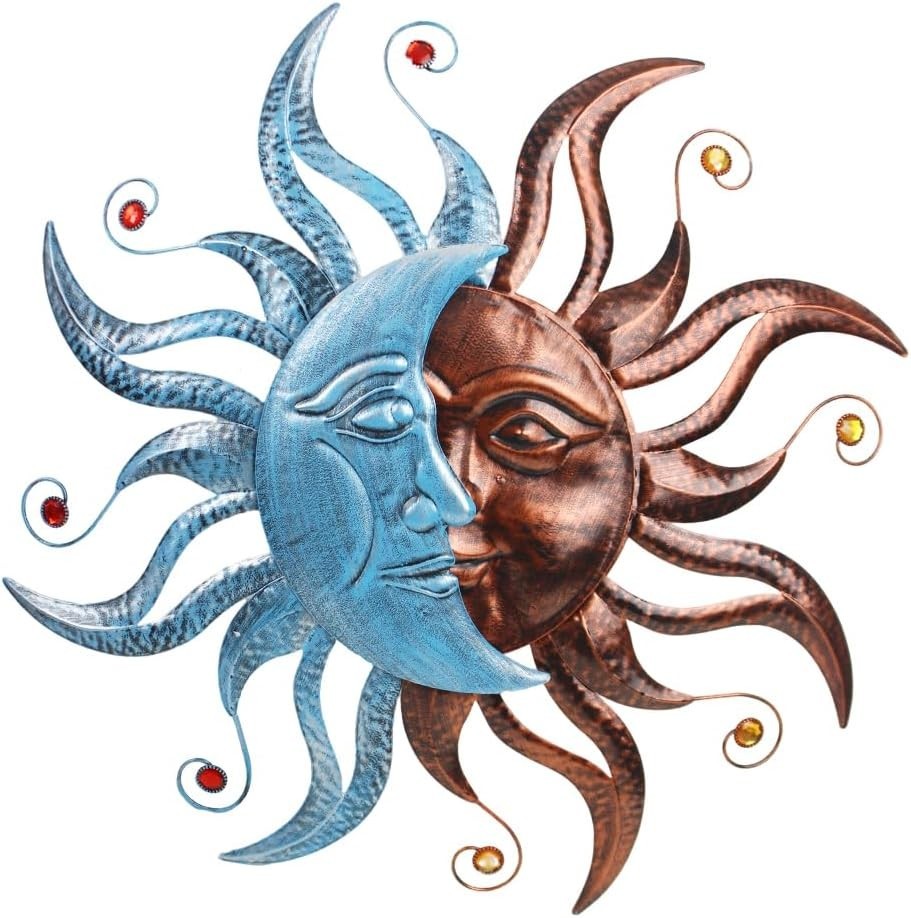 Sun and Moon Metal Wall Decor, 28" Large – Indoor Outdoor