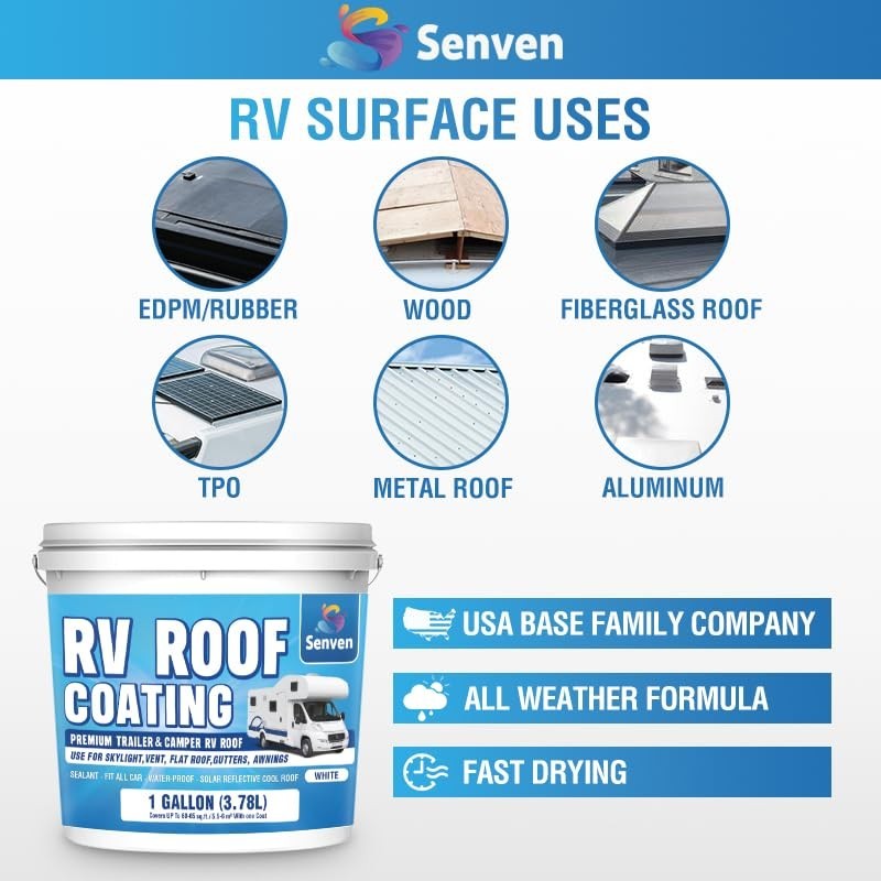RV Roof Sealant RV Roof Coating RV Roof Sealant White 1 Gallon Waterproof Sol…